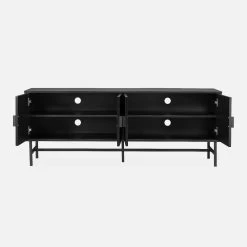 Meuble TV Effet Bois Rainuré Noir 160 Cm -Sweeek ibaztvstand 61baf517a4052bb6a8f26426e7899cdc