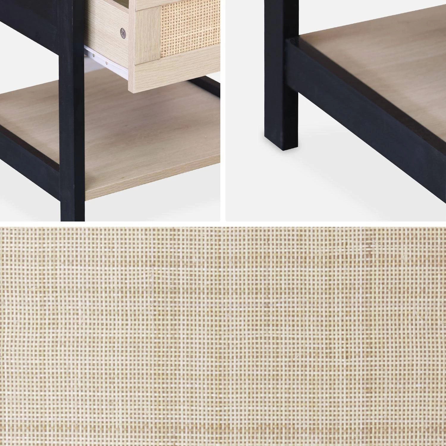 Table De Chevet Scandinave Effet Bois Et Cannage (lot De 2) 5 Table De Chevet Scandinave Effet Bois Et Cannage (lot De 2) – Image 5