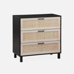 Commode Scandinave Bois Et Cannage 3 Tiroirs -Sweeek ibcanchest3d 152a31d31b07f145f73e0c24d0f99f30