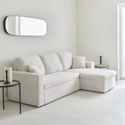 Canapé Convertible 3 Places Bouclettes Blanches