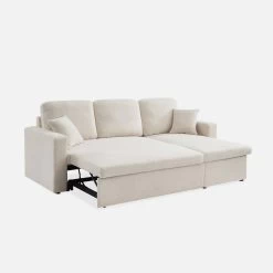 Canapé Convertible 3 Places Bouclettes Blanches -Sweeek iccsofaboucl c0d26dc16496ae652503fa8ca6930e62