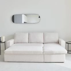 Canapé Convertible 3 Places Bouclettes Blanches -Sweeek iccsofaboucl d28116bab46908a1df2798737a086f09