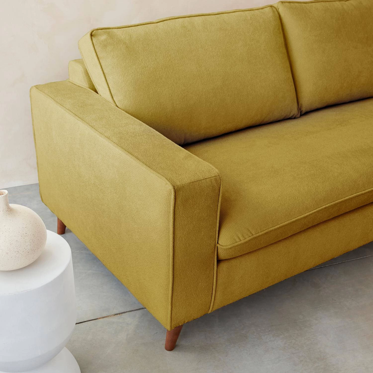 Canapé Lit Convertible 3 Places Avec Matelas 12cm - Fabriqué En France Couleur : Moutarde 3 Canapé Lit Convertible 3 Places Avec Matelas 12cm - Fabriqué En France Couleur : Moutarde – Image 3