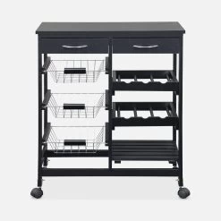 Desserte Cuisine Effet Bois à Roulettes 65 X 35 Cm Couleur : Noir -Sweeek iktdoublebk 8dc61fbd146ea65f8702eb6e80381a7c