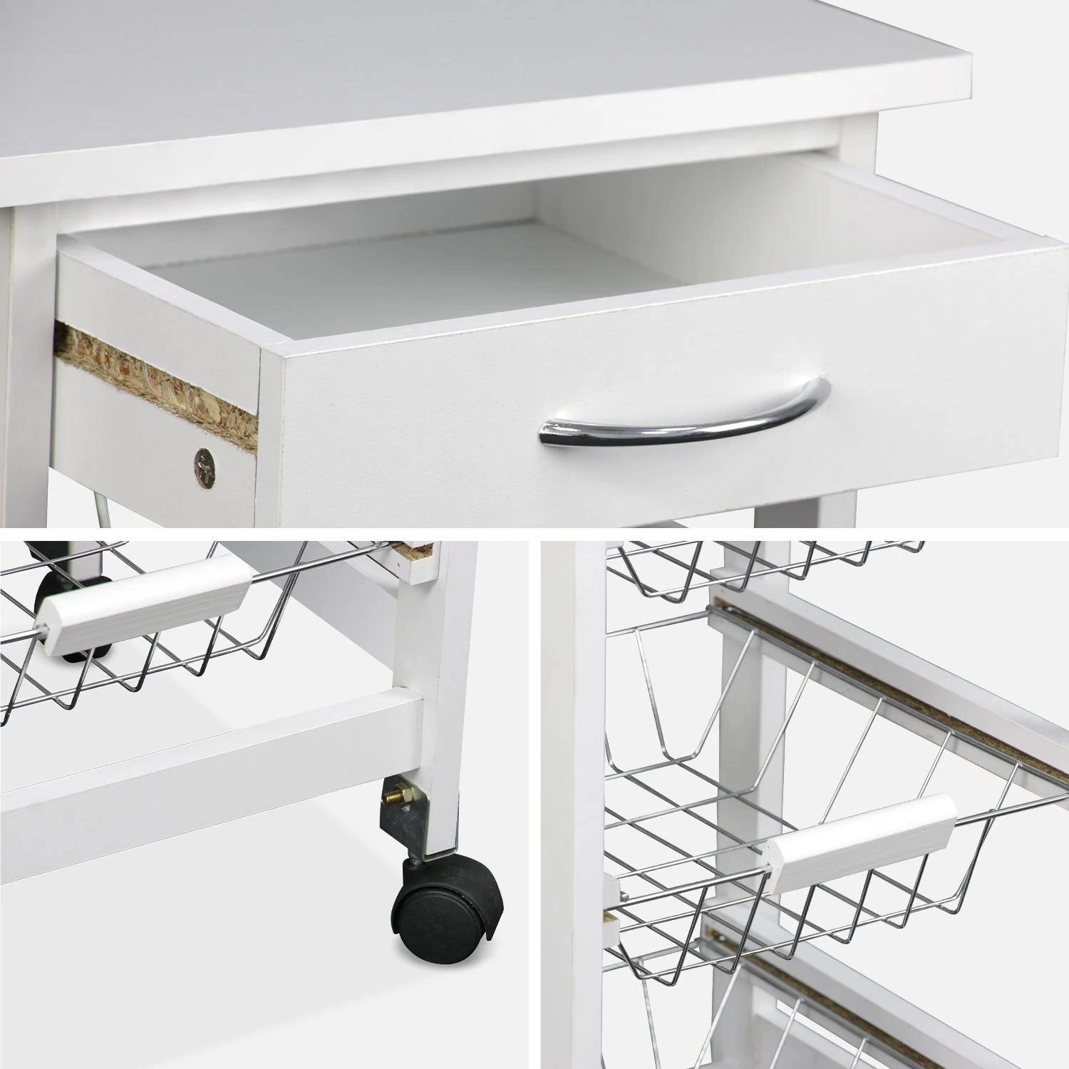 Desserte Cuisine Effet Bois à Roulettes 37 X 37 Cm 6 Desserte Cuisine Effet Bois à Roulettes 37 X 37 Cm – Image 6