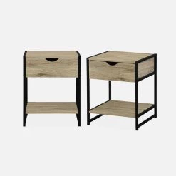 Table De Chevet Industrielle, Effet Bois Et Métal (lot De 2) -Sweeek ilfbedsidex2bn 452c35555ad2e34366bcf2e2018e17d6