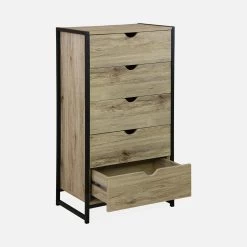 Commode Industrielle Effet Bois Et Métal 5 Tiroirs 10 Commode Industrielle Effet Bois Et Métal 5 Tiroirs -Sweeek ilfchest5dbn 39b8d939a6864e49833801213bf6d43f