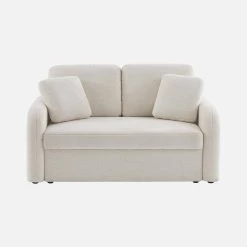 Canapé 2 Places Bouclettes Blanches, Lignes Arrondies -Sweeek imlsofa2boucl 2d4520e62ba3121fda61edad4fdc5485