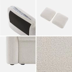 Canapé 2 Places Bouclettes Blanches, Lignes Arrondies -Sweeek imlsofa2boucl 77d26f59e16eb9a57e80aaa43450ec65