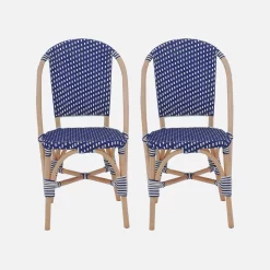 Chaise Bistrot En Rotin Et Polyrotin (lot De 2) Couleur : Bleu -Sweeek imonchrx2blu e971ea8bd473debe407722dd9a494611