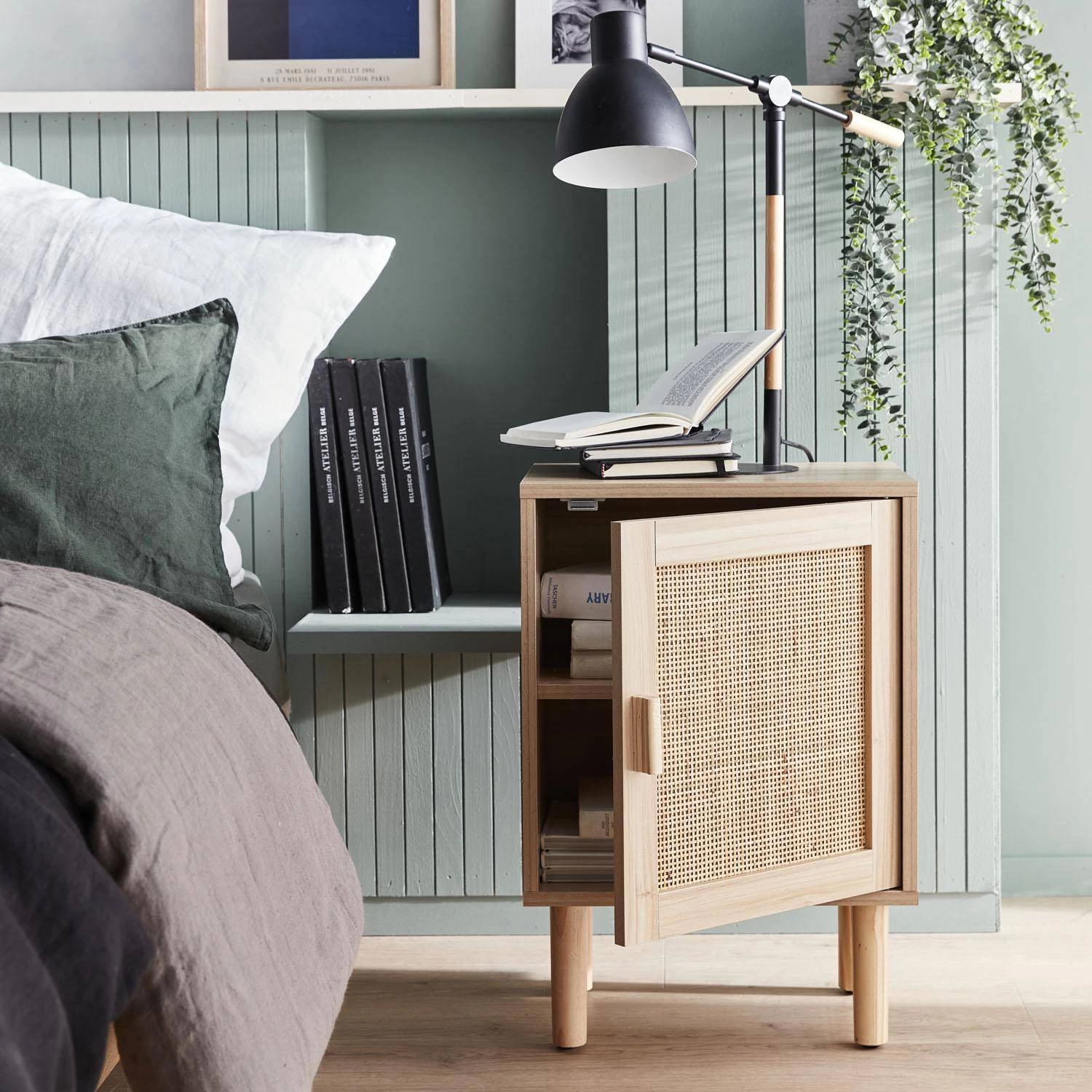 Table De Chevet Cannage Et Effet Bois 2 Table De Chevet Cannage Et Effet Bois – Image 2