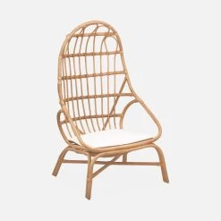 Fauteuil œuf En Rotin Avec Coussin -Sweeek ipadcobchrnat 9c2bddebd5ac73b214d9e2c364263cbf