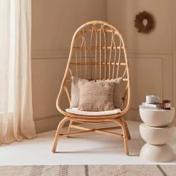 Fauteuil œuf En Rotin Avec Coussin -Sweeek ipadcobchrnat be70f60fc0f793b18be3ed835d65f1f1