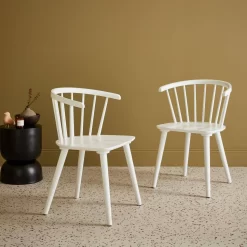 Chaise à Barreaux En Bois Et Contreplaqué (lot De 2) Couleur : Blanc