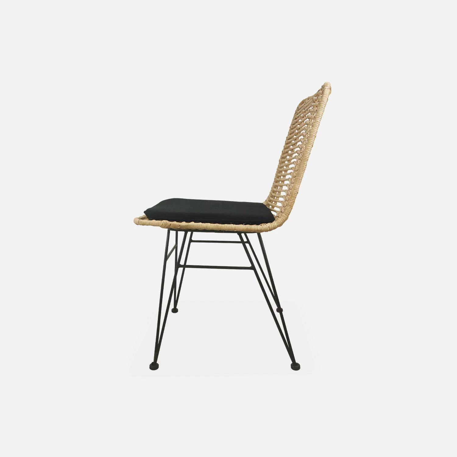 Chaise Métal Et Rotin Naturel (lot De 2) Couleur : Noir 7 Chaise Métal Et Rotin Naturel (lot De 2) Couleur : Noir – Image 7