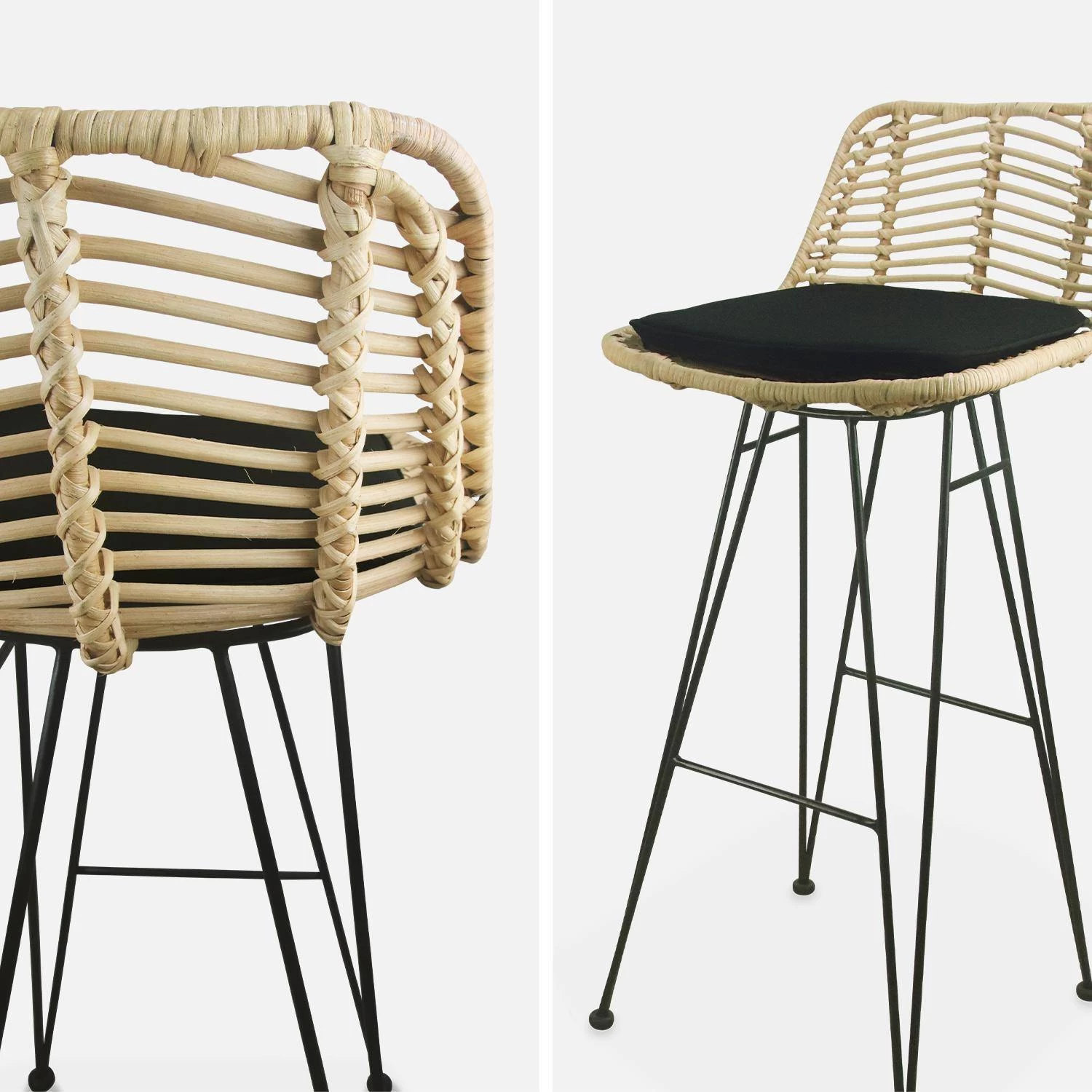 Tabouret De Bar Métal Et Rotin 75cm (lot De 2) Couleur : Noir 7 Tabouret De Bar Métal Et Rotin 75cm (lot De 2) Couleur : Noir – Image 7