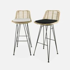 Tabouret De Bar Métal Et Rotin 75cm (lot De 2) Couleur : Noir 19 Tabouret De Bar Métal Et Rotin 75cm (lot De 2) Couleur : Noir -Sweeek irawsto75bkx2 390e74fdd5beff02d9e2d1b3d5307387