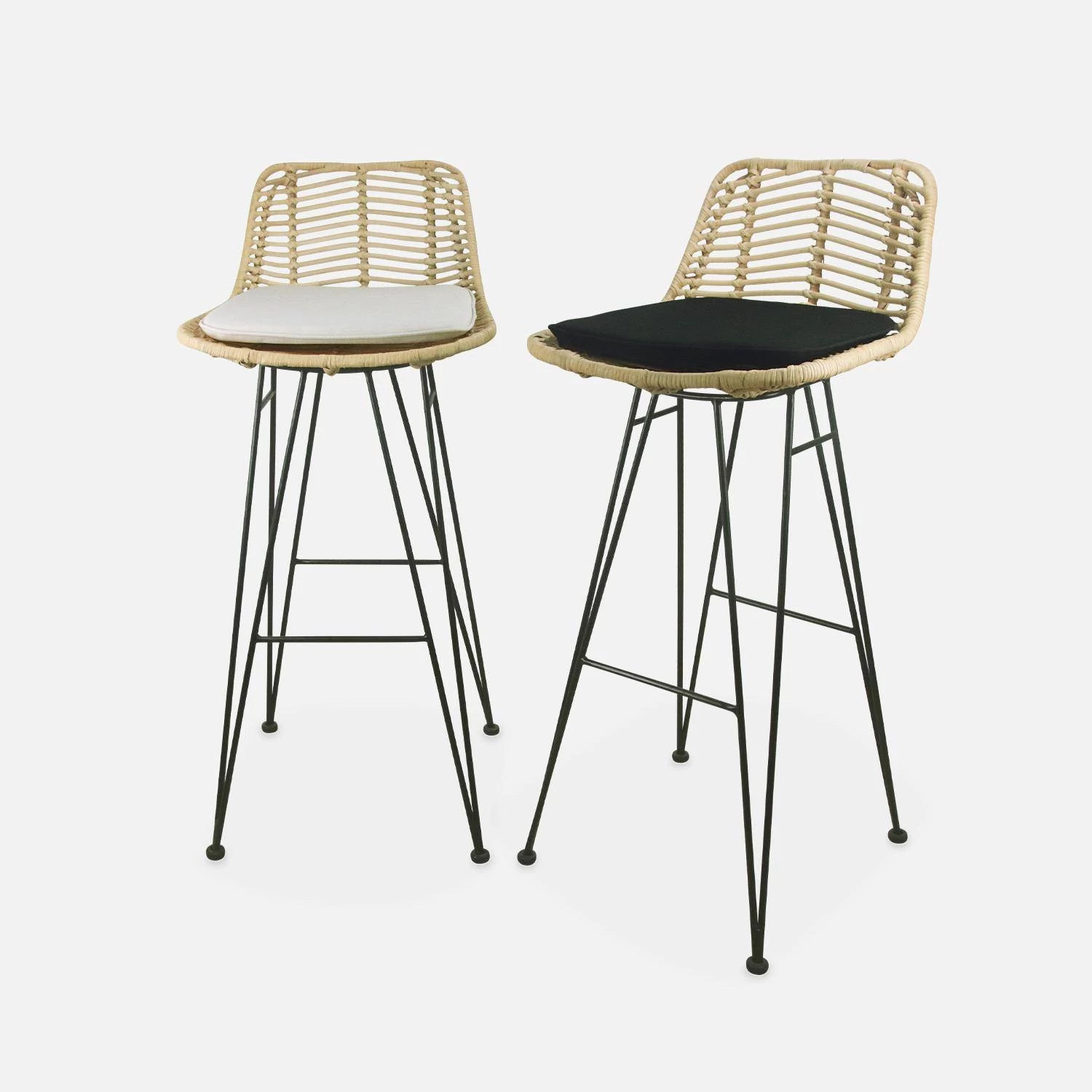 Tabouret De Bar Métal Et Rotin 75cm (lot De 2) Couleur : Noir 10 Tabouret De Bar Métal Et Rotin 75cm (lot De 2) Couleur : Noir – Image 10