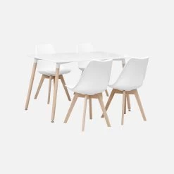 Table à Manger Scandinave Pieds Bois 4 Chaises
