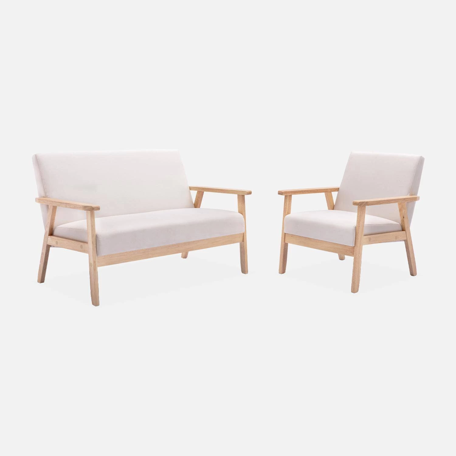 Fauteuil Scandinave Bois Et Tissu Couleur : Crème 7 Fauteuil Scandinave Bois Et Tissu Couleur : Crème – Image 7