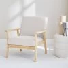 Fauteuil Scandinave Bois Et Tissu Couleur : Crème