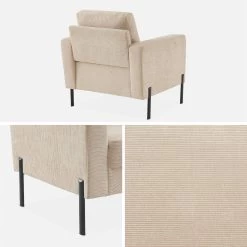 Fauteuil Velours Côtelé, Pieds Métal -Sweeek isof1crvvbg 43ccf3bea8fa918f8aadedb8638b3008