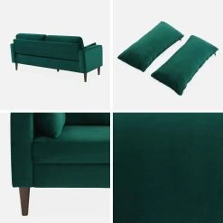 Canapé 3 Places Velours, Pieds Bois D'hévéa Couleur : Vert Anglais -Sweeek isof3vvdg 5970b57cae5f403f8da0bc0ad2ee23ec