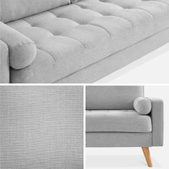 Canapé 3 Places, Pieds Bois Couleur : Gris Clair -Sweeek isofscan3lgy 010d72a2ec60112984d0973104e03ffd