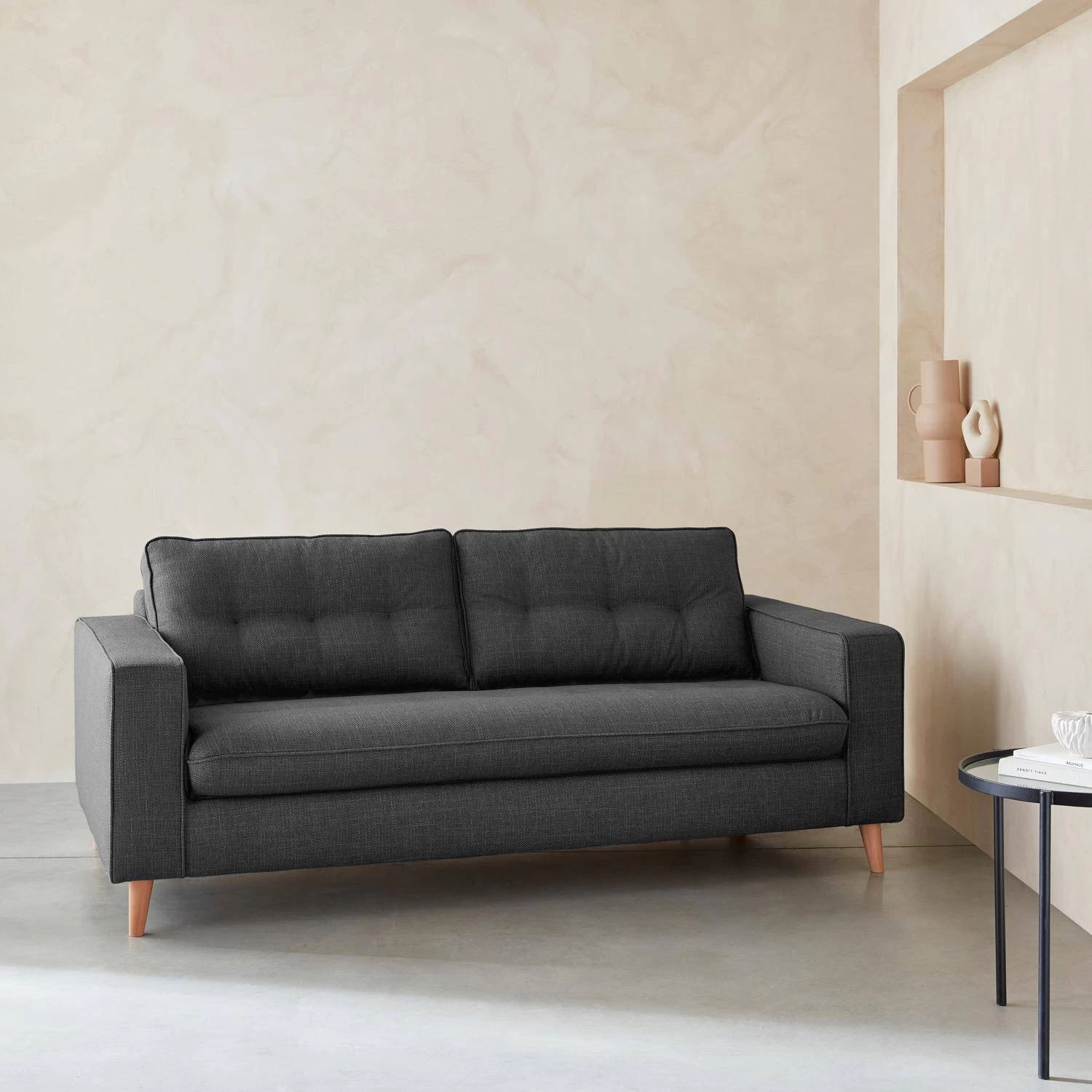 Canapé Lit Convertible 3 Places Avec Matelas 12cm - Fabriqué En France Couleur : Anthracite 2 Canapé Lit Convertible 3 Places Avec Matelas 12cm - Fabriqué En France Couleur : Anthracite – Image 2