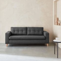 Canapé Lit Convertible 3 Places Avec Matelas 12cm - Fabriqué En France Couleur : Anthracite