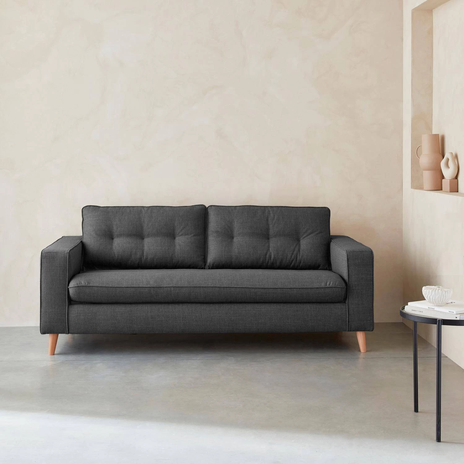 Canapé Lit Convertible 3 Places Avec Matelas 12cm - Fabriqué En France Couleur : Anthracite 1 Canapé Lit Convertible 3 Places Avec Matelas 12cm - Fabriqué En France Couleur : Anthracite