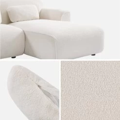 Canapé D'angle, Tissu Bouclette, 3 Places -Sweeek iwlsofarcboucl 2812c481335c4dc4d8896375b706f2fa