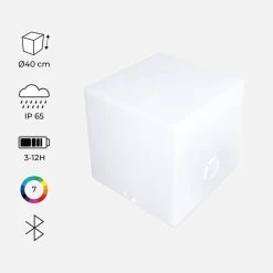 Cube Lumineux LED Avec Batterie Et Enceinte Bluetooth Intérieur/extérieur