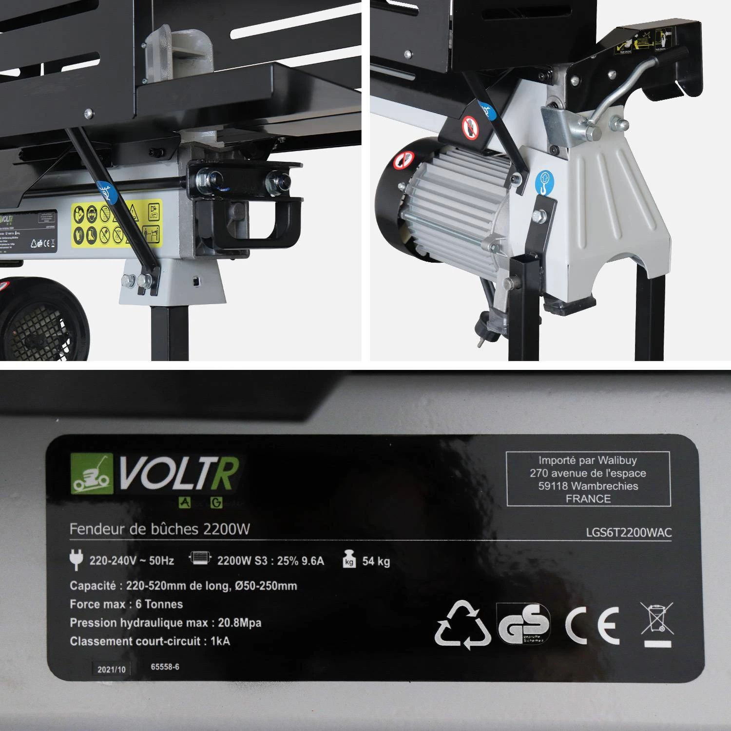 Fendeur De Bûches Horizontal électrique 52cm 2200W + Support 7 Fendeur De Bûches Horizontal électrique 52cm 2200W + Support – Image 7