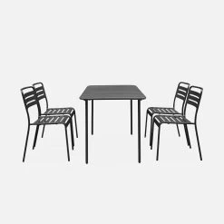 Table De Jardin Métal, 4 Chaises Couleur : Anthracite 10 Table De Jardin Métal, 4 Chaises Couleur : Anthracite -Sweeek mt120x70r4at 2519be5ba348e41186ae57c04fd73b3a