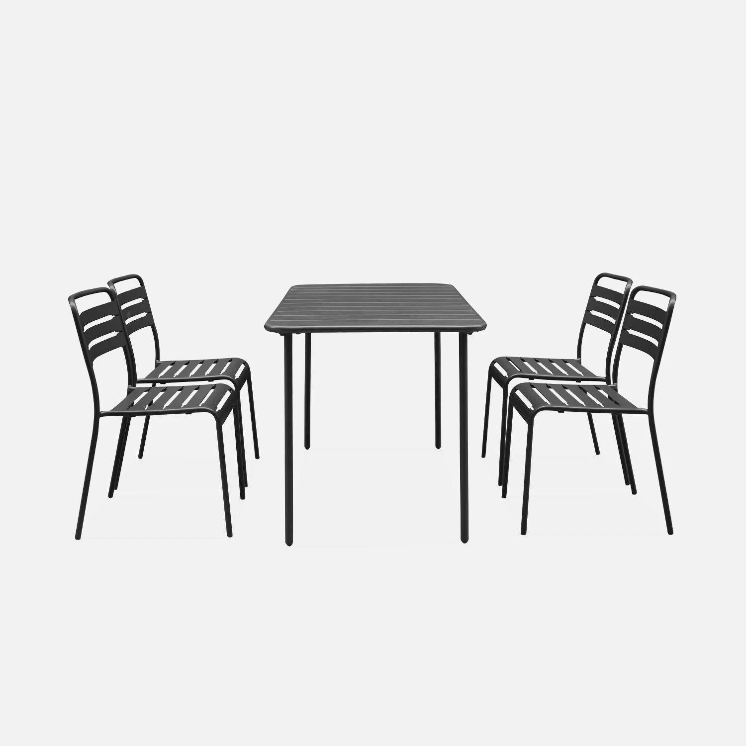 Table De Jardin Métal, 4 Chaises Couleur : Anthracite 4 Table De Jardin Métal, 4 Chaises Couleur : Anthracite – Image 4