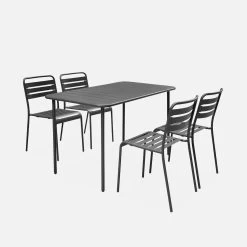 Table De Jardin Métal, 4 Chaises Couleur : Anthracite 9 Table De Jardin Métal, 4 Chaises Couleur : Anthracite -Sweeek mt120x70r4at 66bd54c09bf628799fe898d346d91e5d