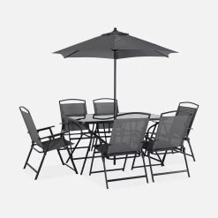 Table De Jardin Acier, 6 Fauteuils Et 1 Parasol 10 Table De Jardin Acier, 6 Fauteuils Et 1 Parasol -Sweeek mt140r6umbat 2c954750b592ed504c04ef547f1daf73
