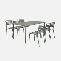 Table De Jardin Métal 6 Chaises Couleur : Savane -Sweeek mt160x90r6sav 894a128a67c7c7f6b323d811a3ab721a