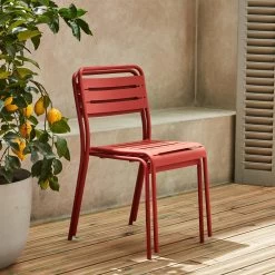 Chaise De Jardin En Acier (lot De 2) Couleur : Terracotta -Sweeek mtchrx2tc 02bec222dc75d5d4d0f965dc26b80768
