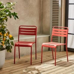 Chaise De Jardin En Acier (lot De 2) Couleur : Terracotta
