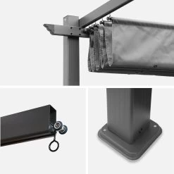 Pergola Aluminium 3x4m Toile Coulissante Couleur : Gris -Sweeek pgakd3x4gy 560692b7555f3ebfbd18da1c249fc482