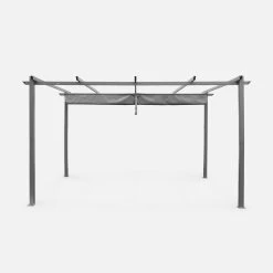 Pergola Aluminium 3x4m Toile Coulissante Couleur : Gris -Sweeek pgakd3x4gy 708217d2c59ec7047fefa725b0fed0d4