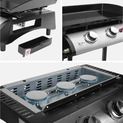 Plancha Gaz 3 Brûleurs Inox 7,5kW Avec Chariot -Sweeek ph1003trolley dee2e51a3a1ecf2b190da9076fbb17b8