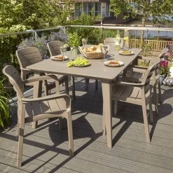 Table De Jardin Résine De Synthèse 4 à 6 Places Couleur : Cappuccino