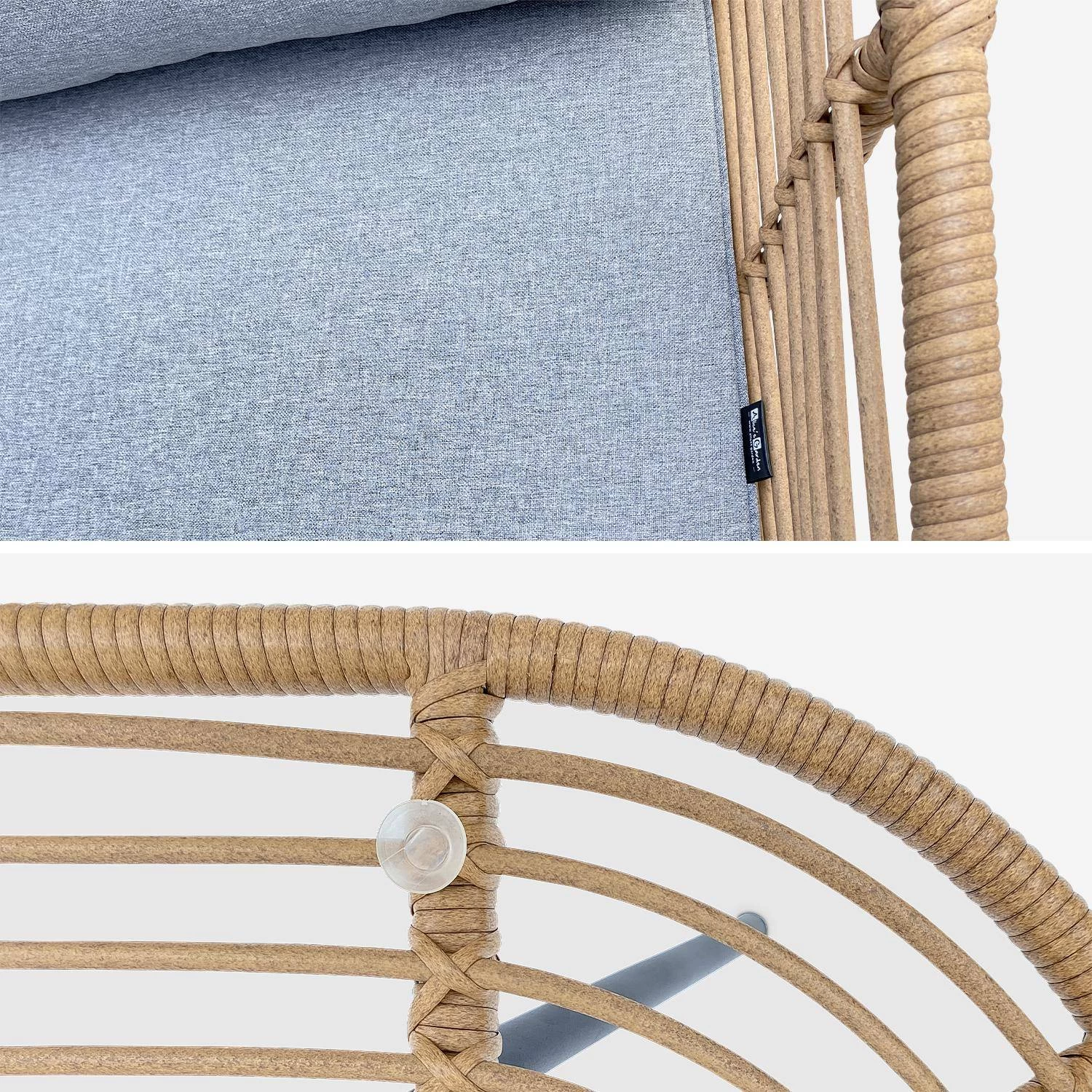 Salon De Jardin Bas Résine Tressée Effet Rotin 5 Places Couleur : Bois / Gris Chiné 6 Salon De Jardin Bas Résine Tressée Effet Rotin 5 Places Couleur : Bois / Gris Chiné – Image 6