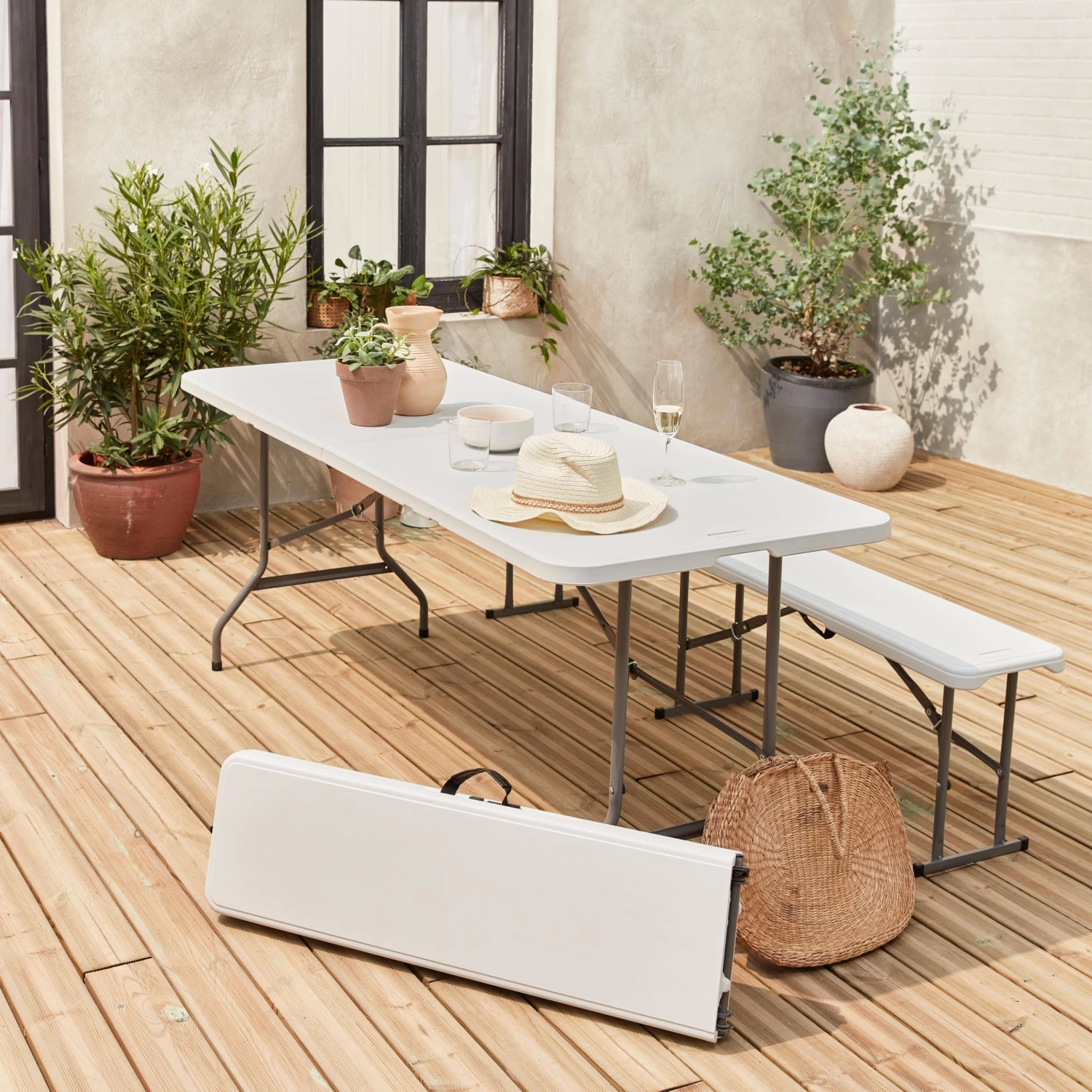 Table + Banc Réception Pliable Plastique 1 Table + Banc Réception Pliable Plastique
