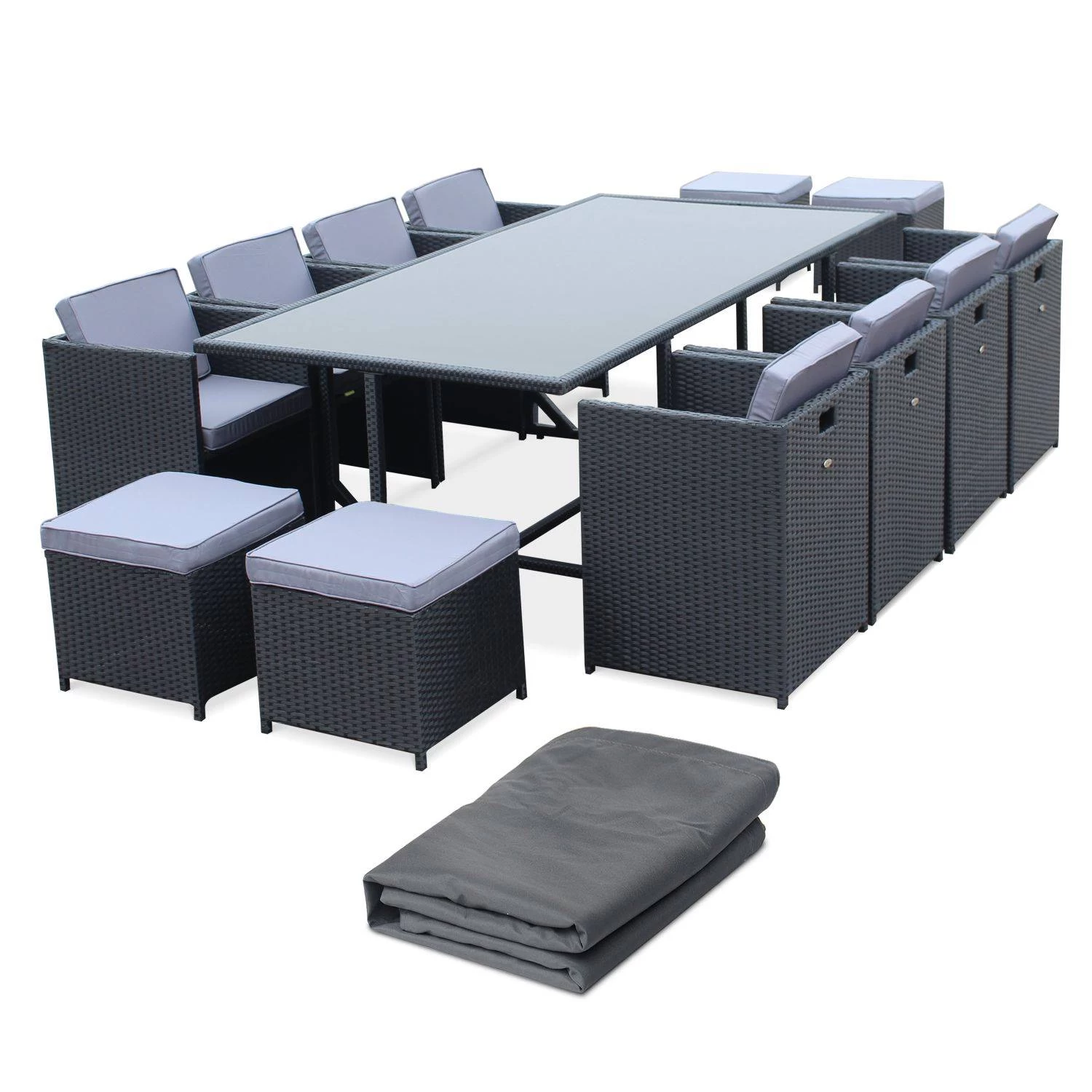 Table De Jardin Vasto 12 Et Sa Housse Couleur : Noir / Gris 1 Table De Jardin Vasto 12 Et Sa Housse Couleur : Noir / Gris