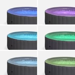 Spa Gonflable 6 Places Rond Bande LED, Système Anti-gel, Bâche -Sweeek spa205lrledgy aff9cc817624f0a3f9400b6bd2951afd
