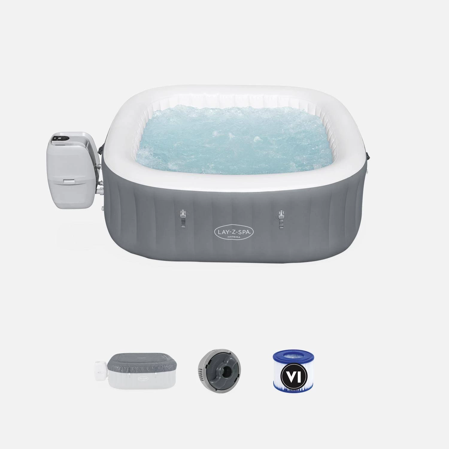 Spa Gonflable Lay-Z Spa Madeira Contrôle WIFI 6 Places Carré Avec Accessoires 1 Spa Gonflable Lay-Z Spa Madeira Contrôle WIFI 6 Places Carré Avec Accessoires